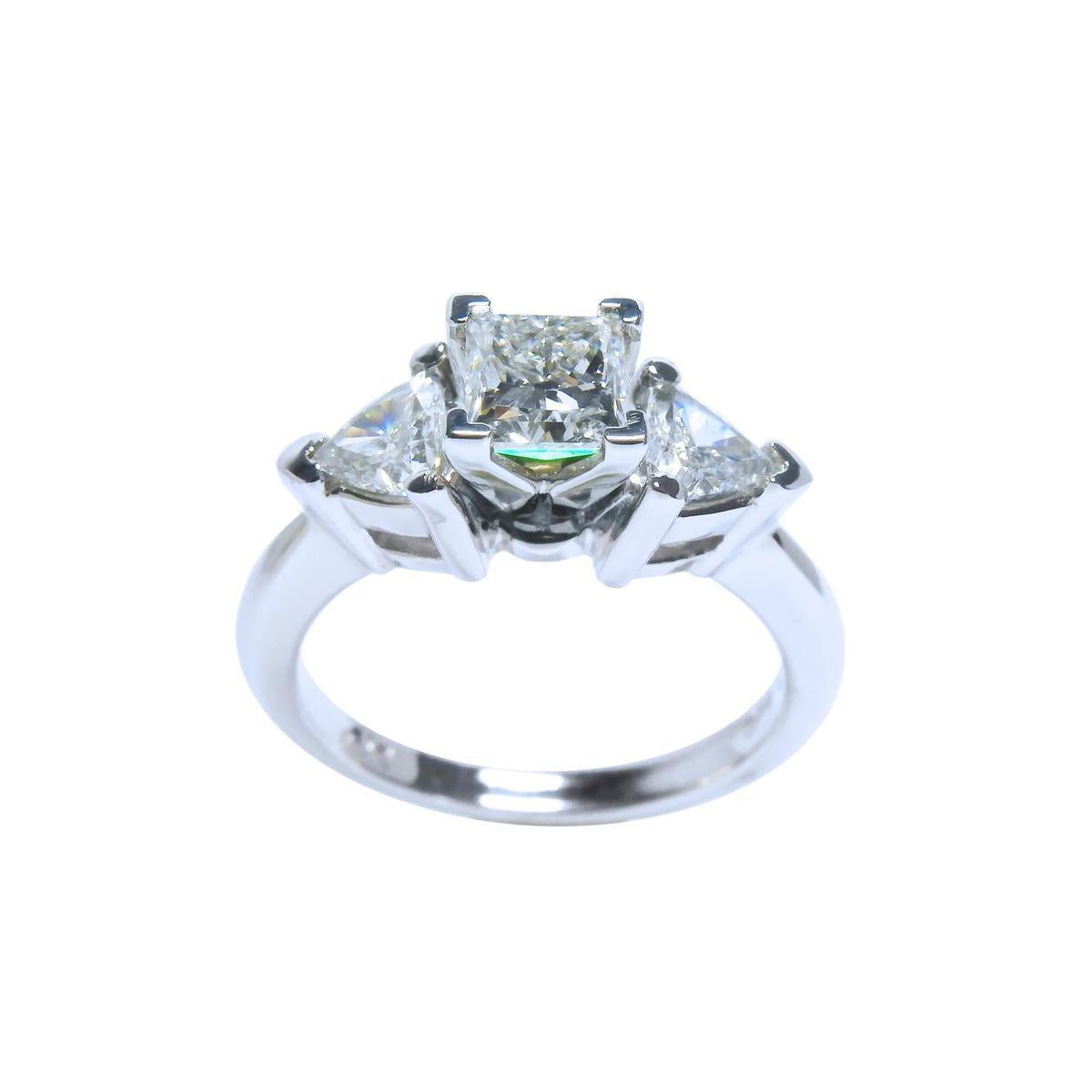princess cut side trillion diamond ring