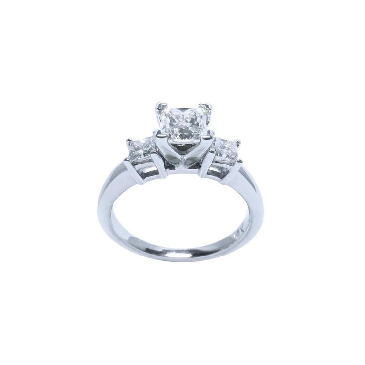 Princess cut diamond engagement white gold ring