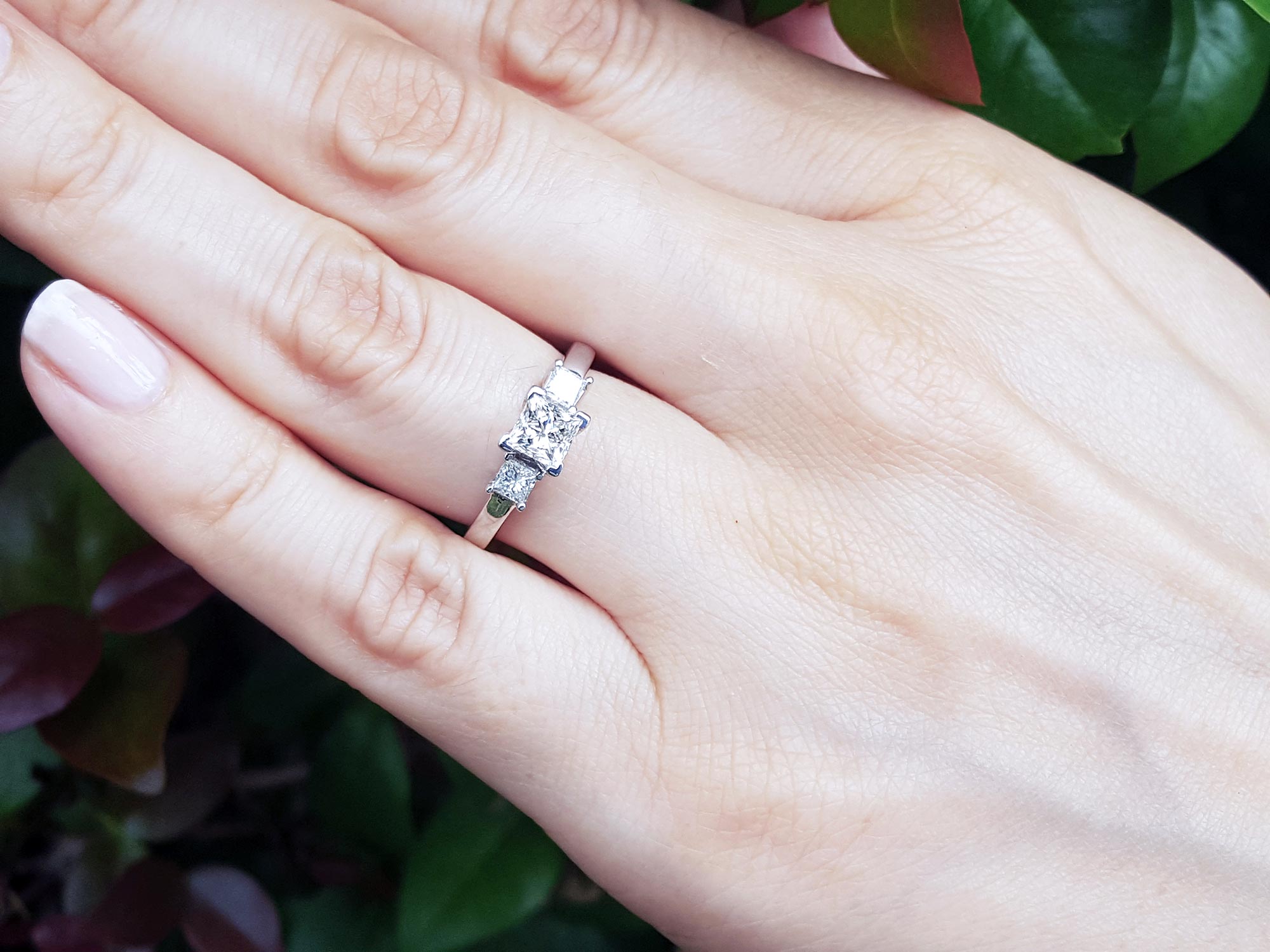 Natural diamond engagement ring