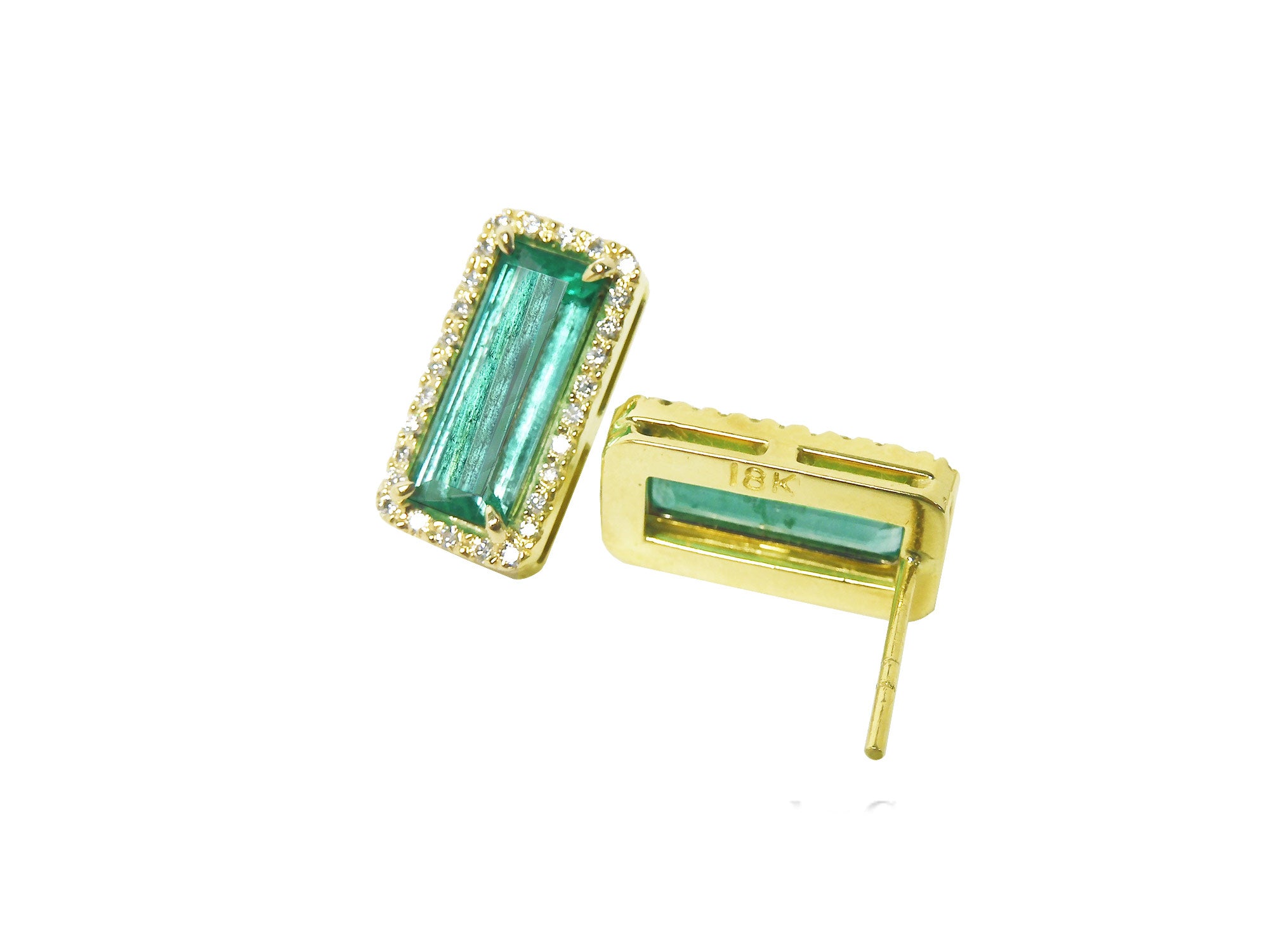 18k yellow gold emerald earrings
