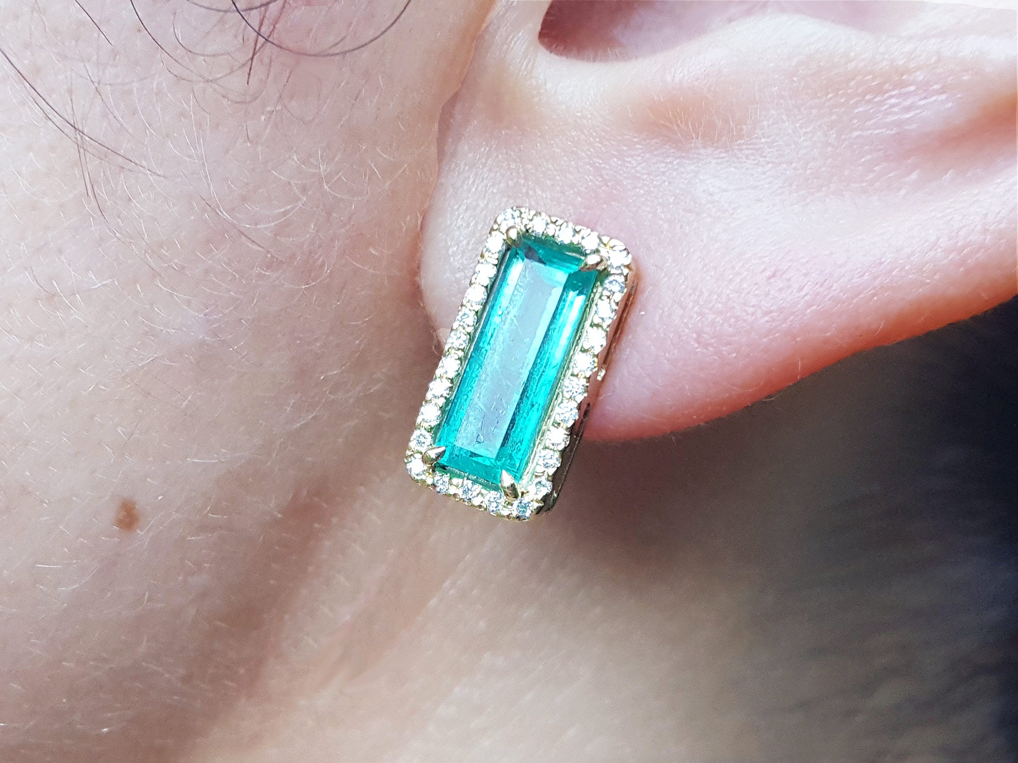 USA made Colombian emerald earrings