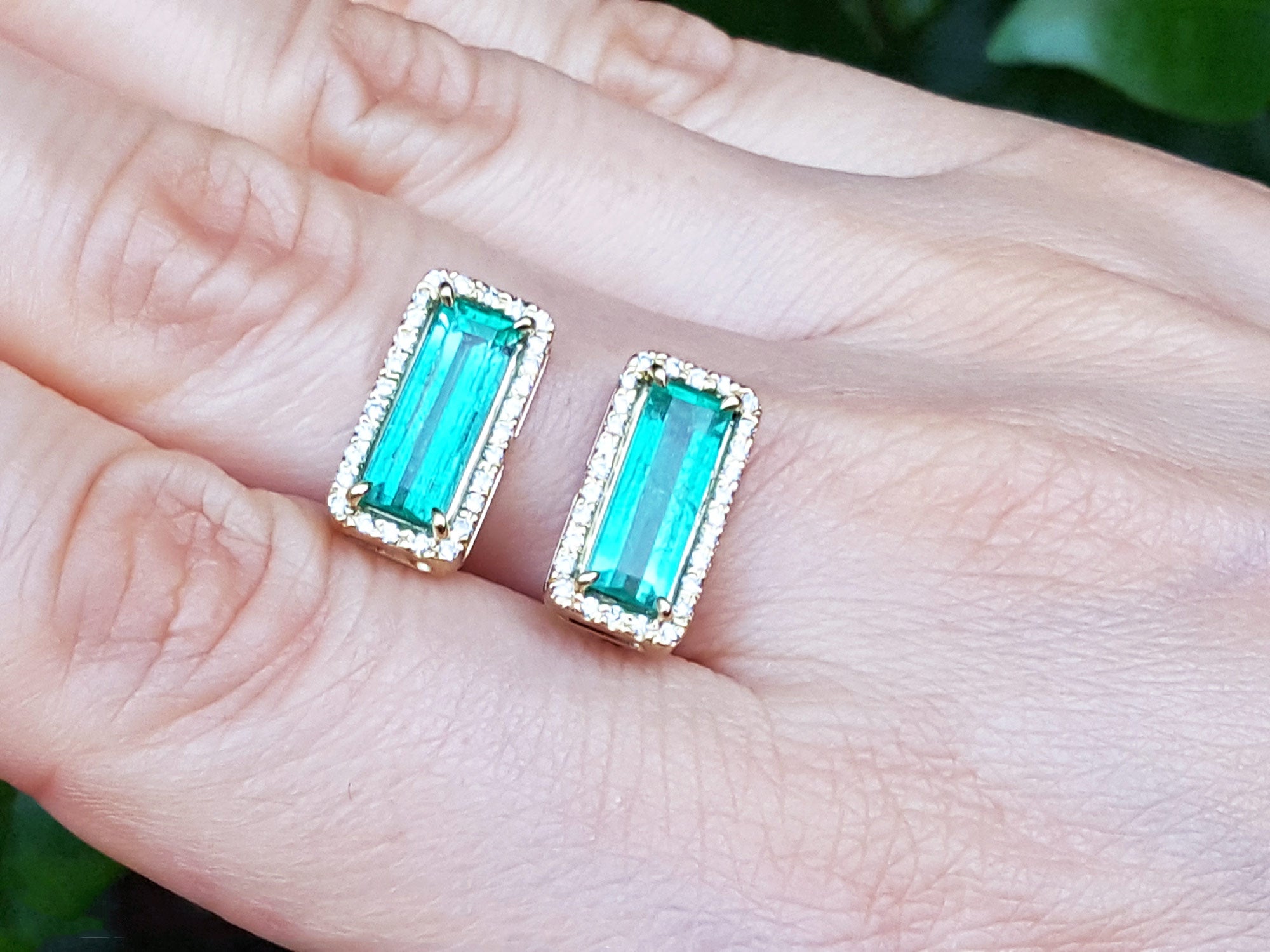 May birthstone emerald earrings