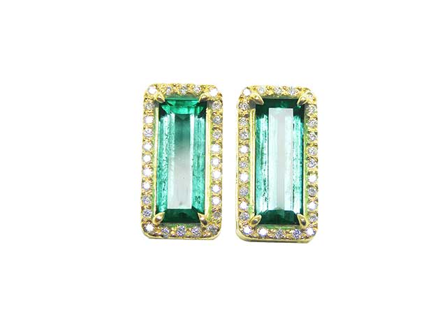 Bluish green emerald earrings for sale