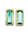 Bluish green emerald earrings for sale