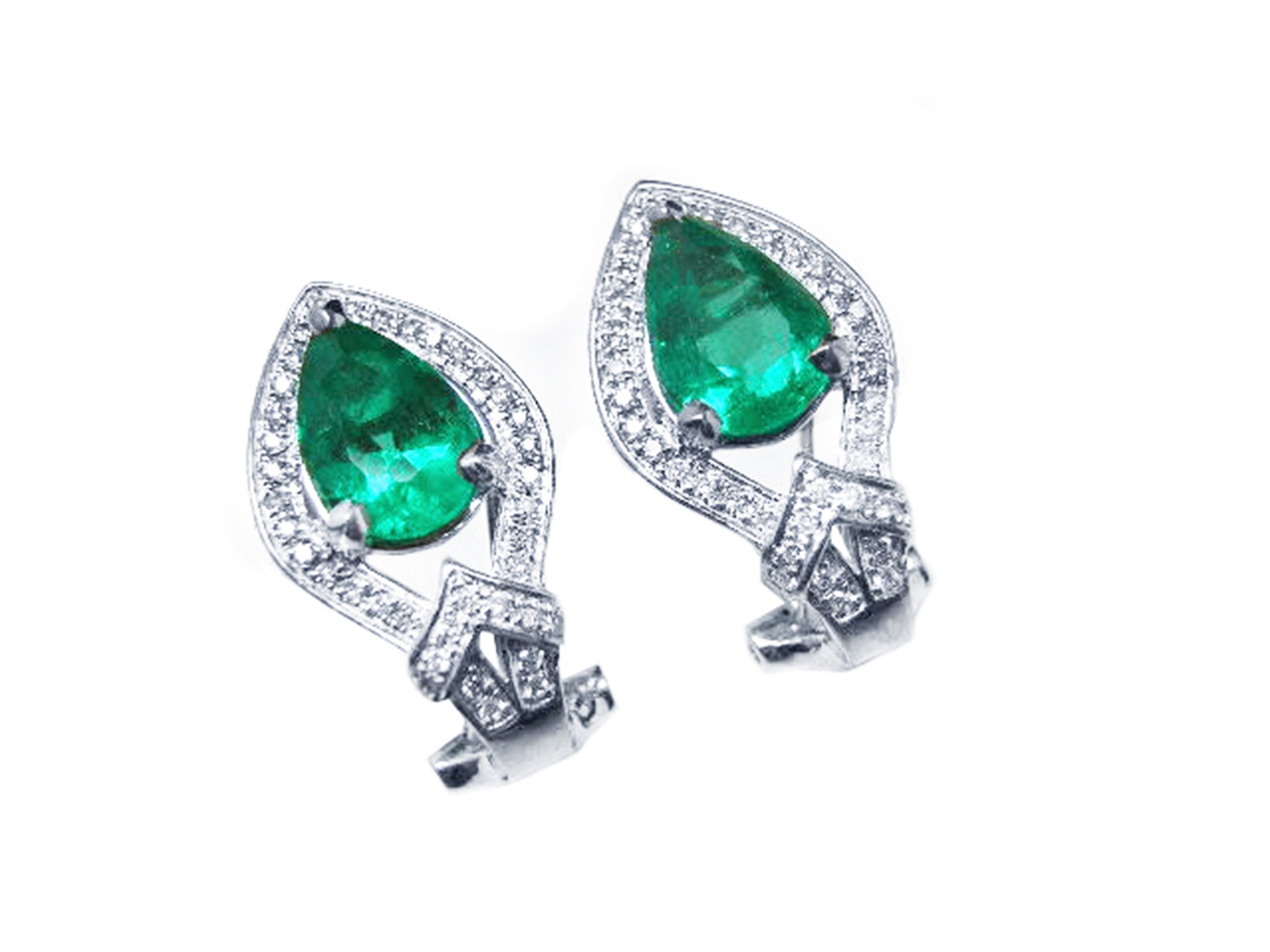 Real Colombia emerald clip-on earrings