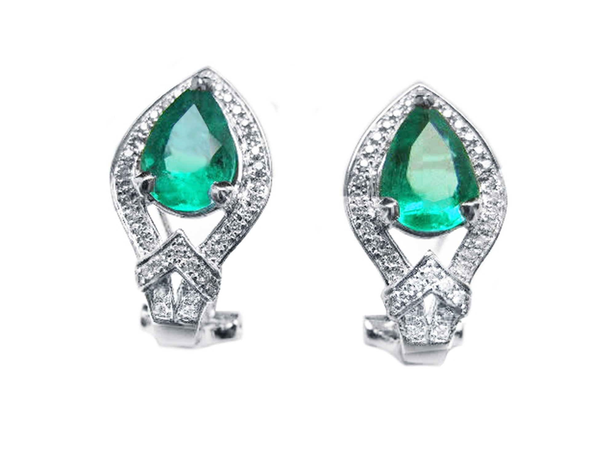 USA made Colombian emerald clip on earrings