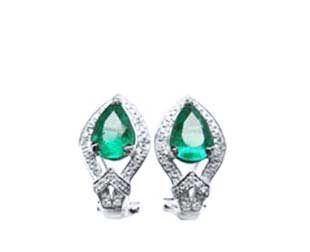 Emerald clip post earrings