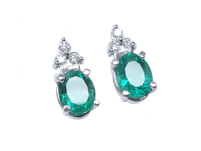 Colombian emerald-cut emerald dangle earrings