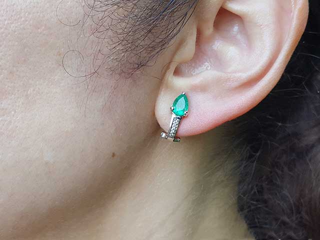 Emerald clip and post earrings