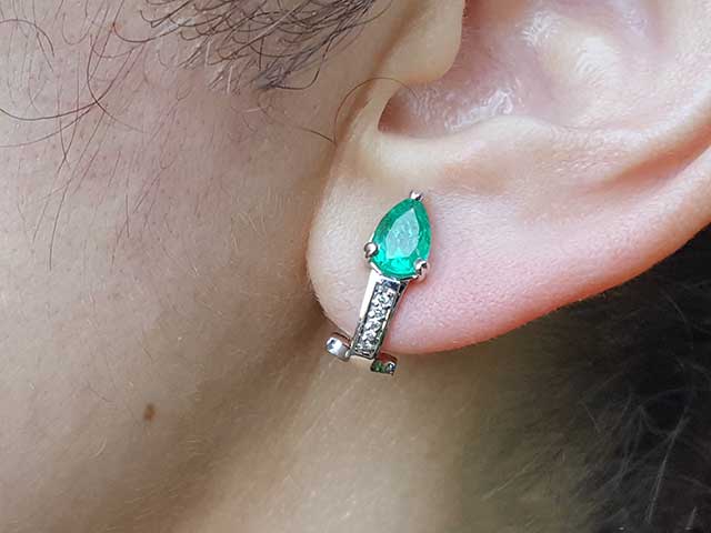 Colombian emerald clip on earrings