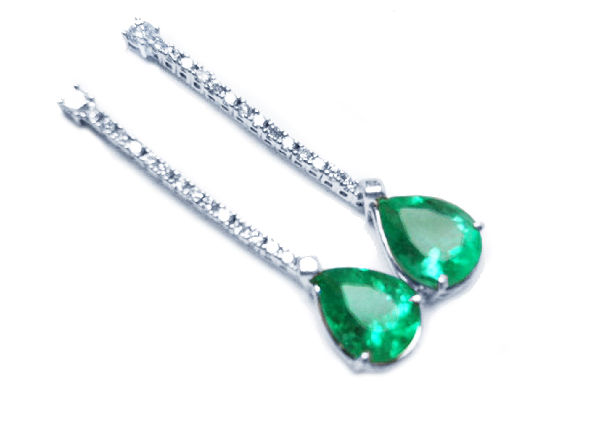 Pear emeralds and diamond earrings