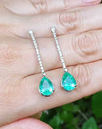 Pear shaped Colombian emerald earrings