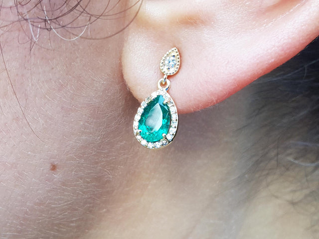 Emerald and diamond earrings for sale in USA