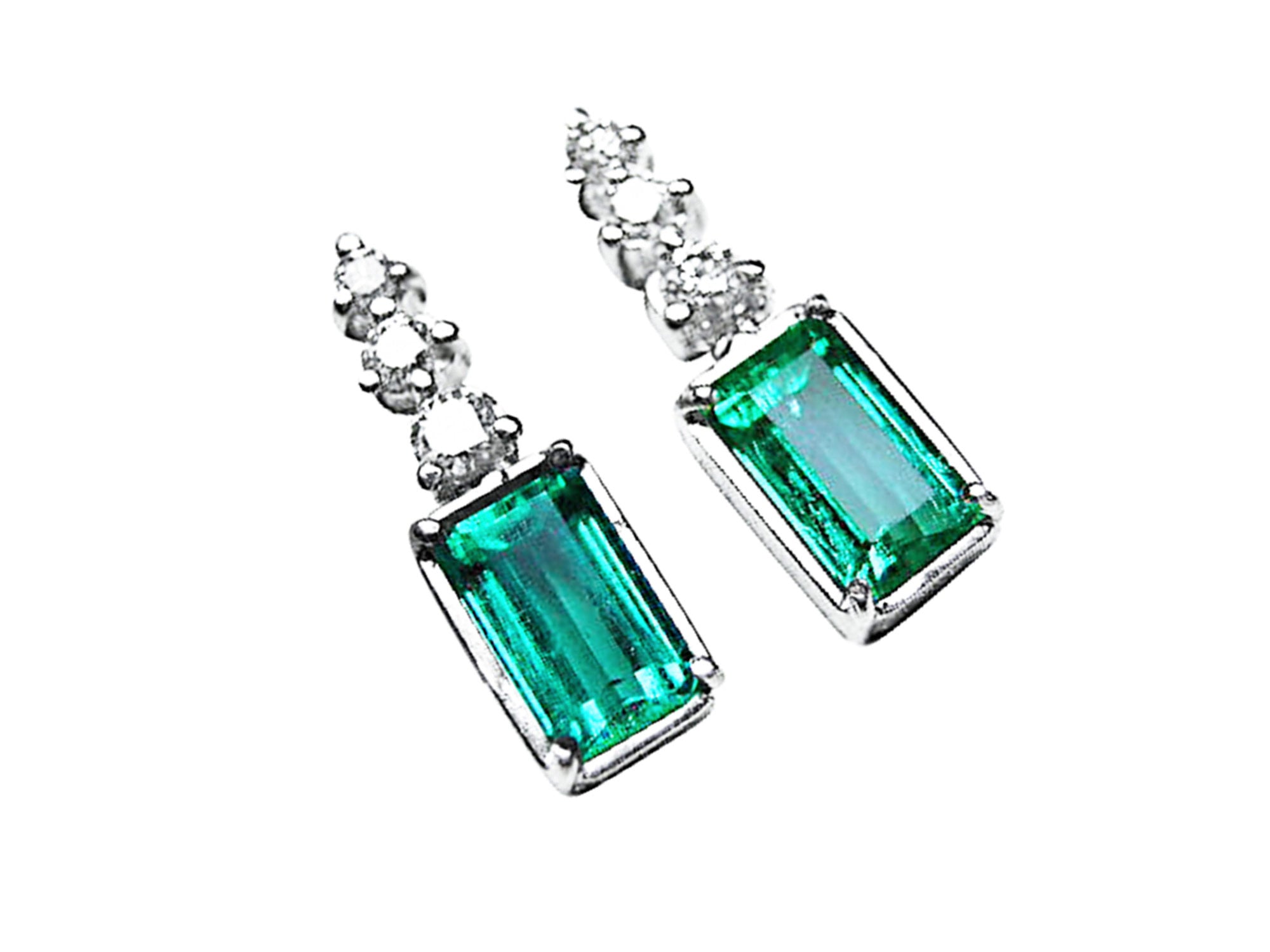 May birthstone emerald earrings and pendant set
