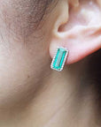 Halo emerald earrings post backs