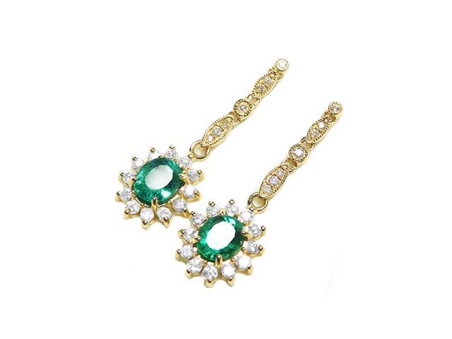 Bluish green emerald earrings for sale