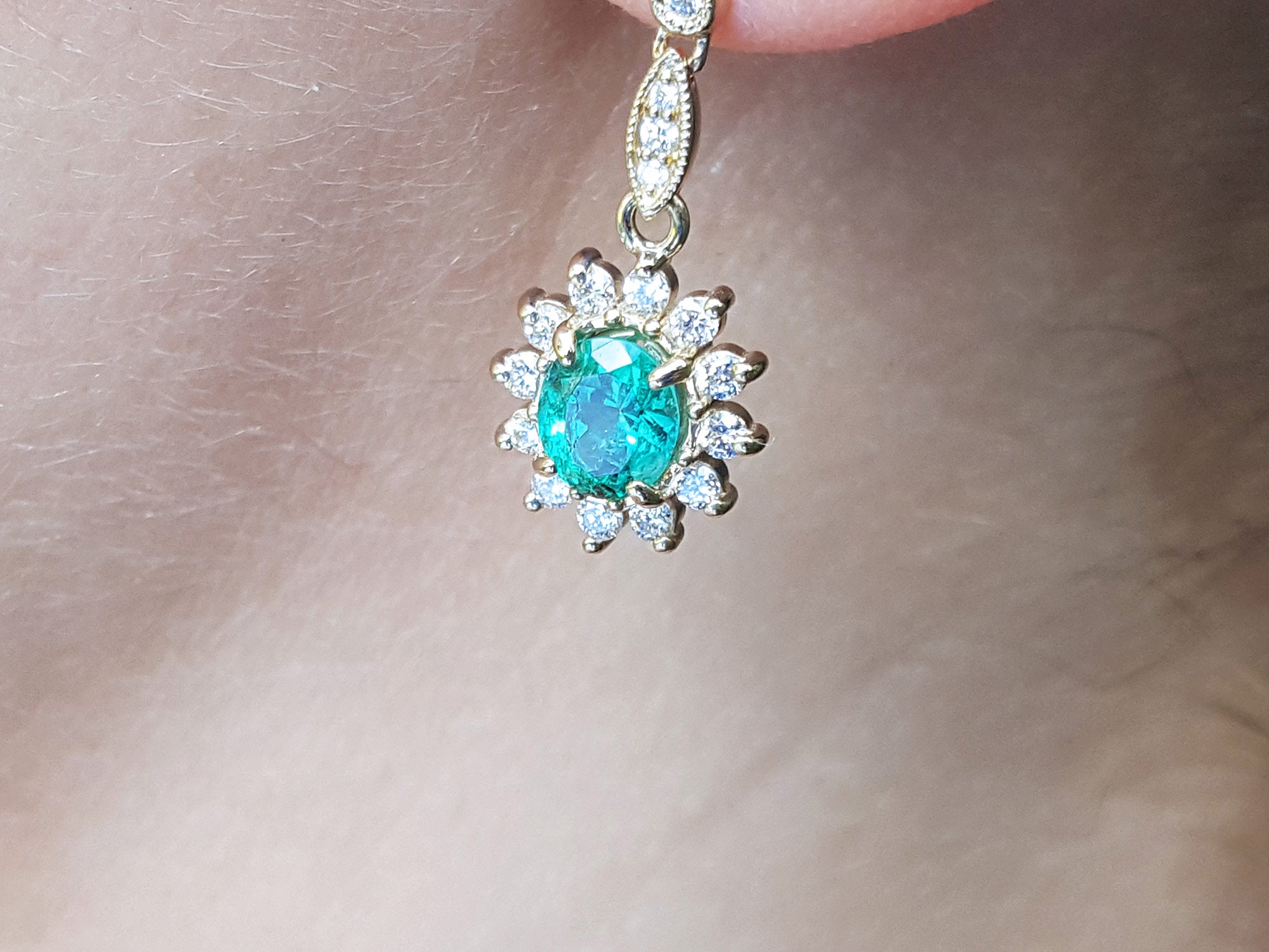 USA made Colombian emerald earrings
