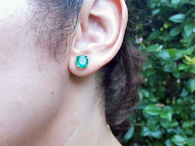 Genuine Colombian emerald stud earrings