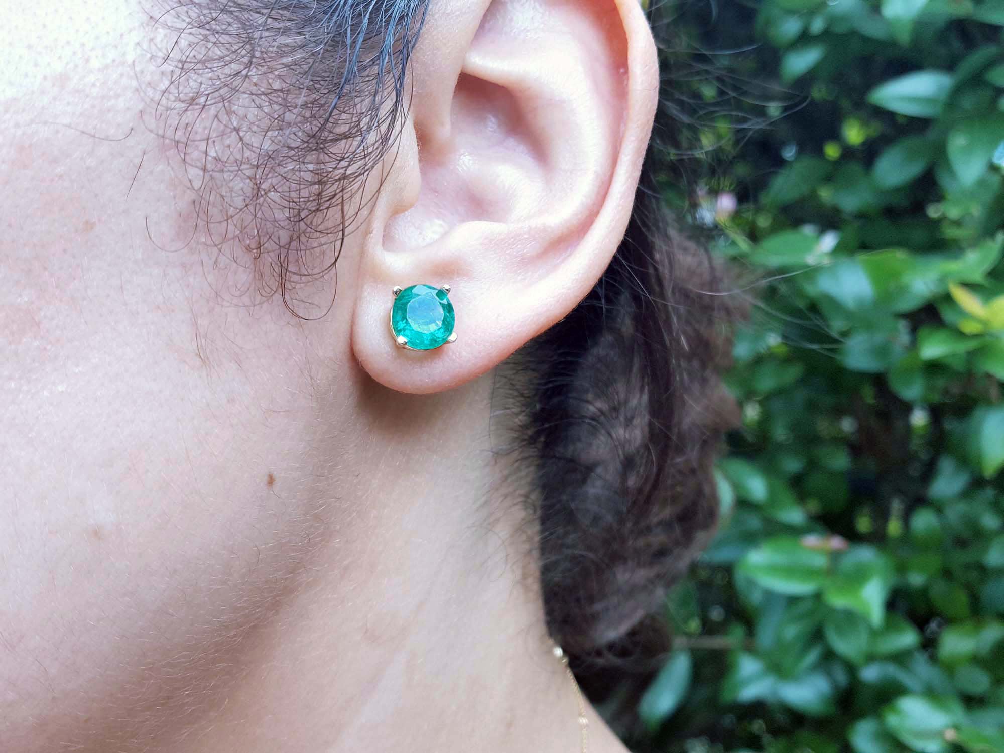 Real Colombian emerald stud earrings