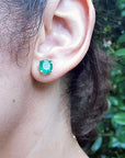 Genuine Colombian emerald stud earrings