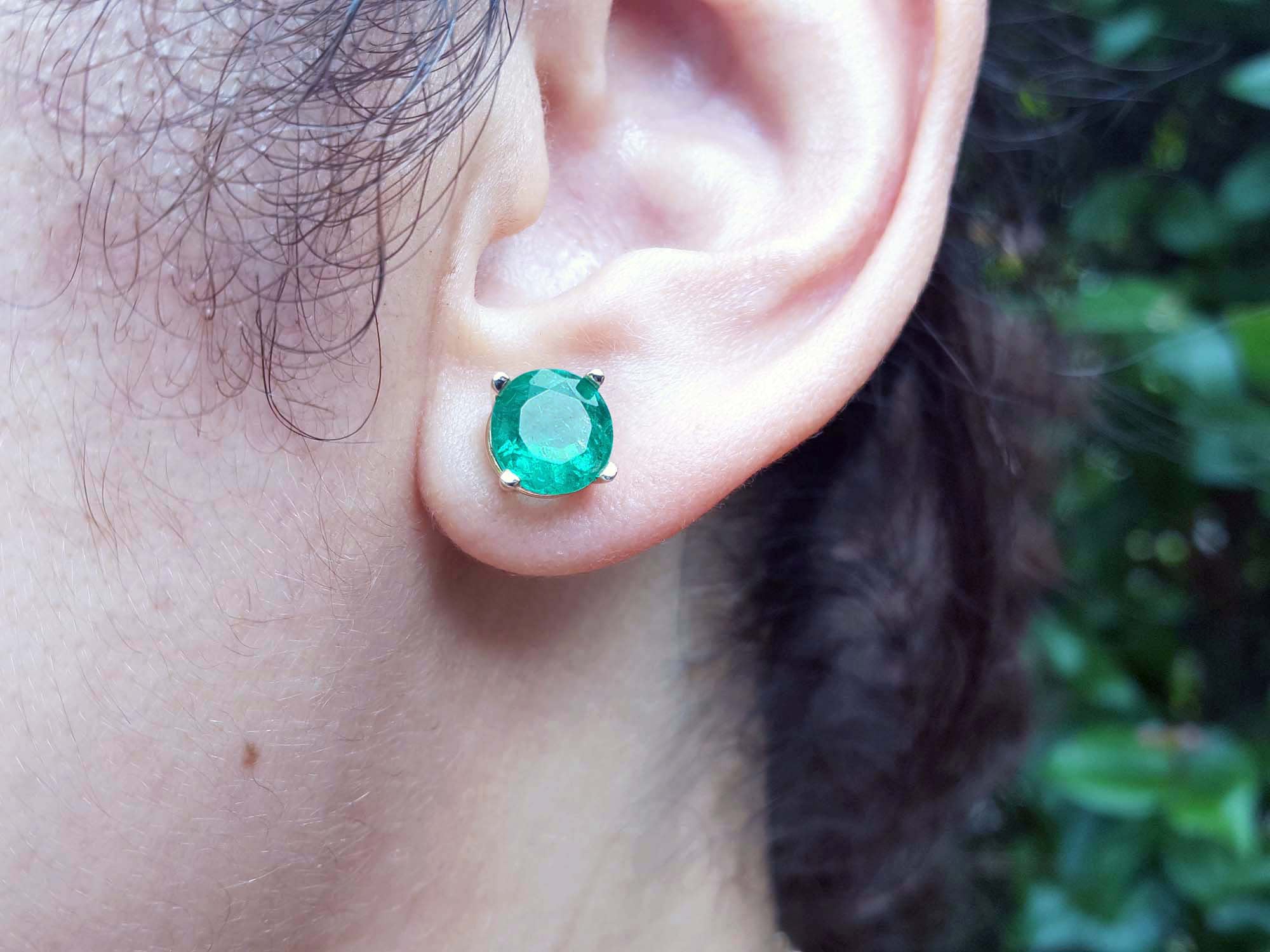 Genuine emerald stud earrings for sale
