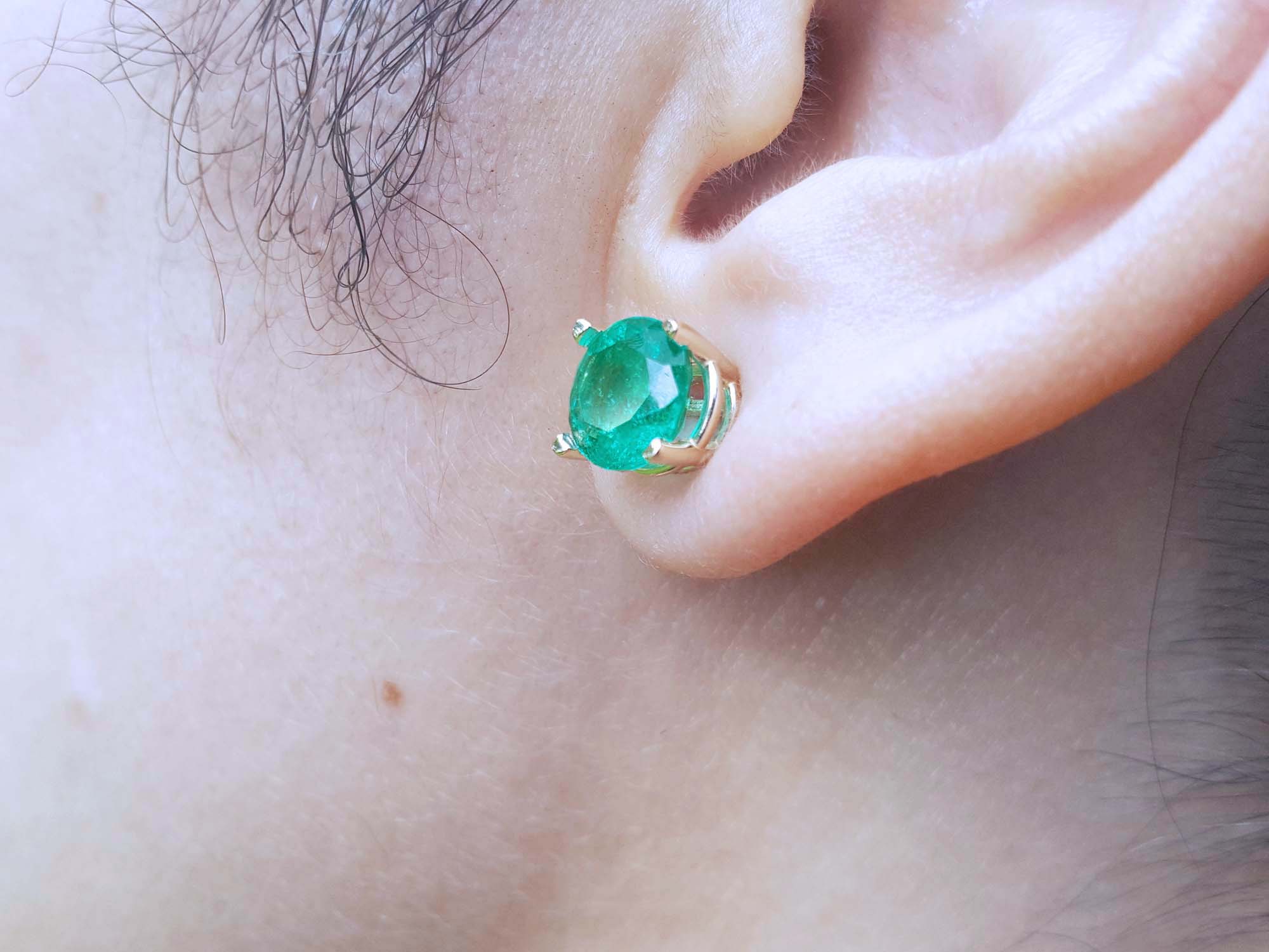 14k emerald stud earrings for sale in USA