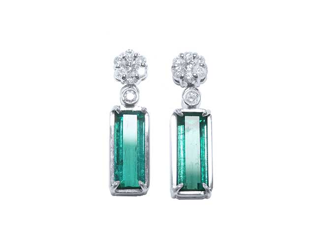 Emerald-cut real Colombian emerald earrings