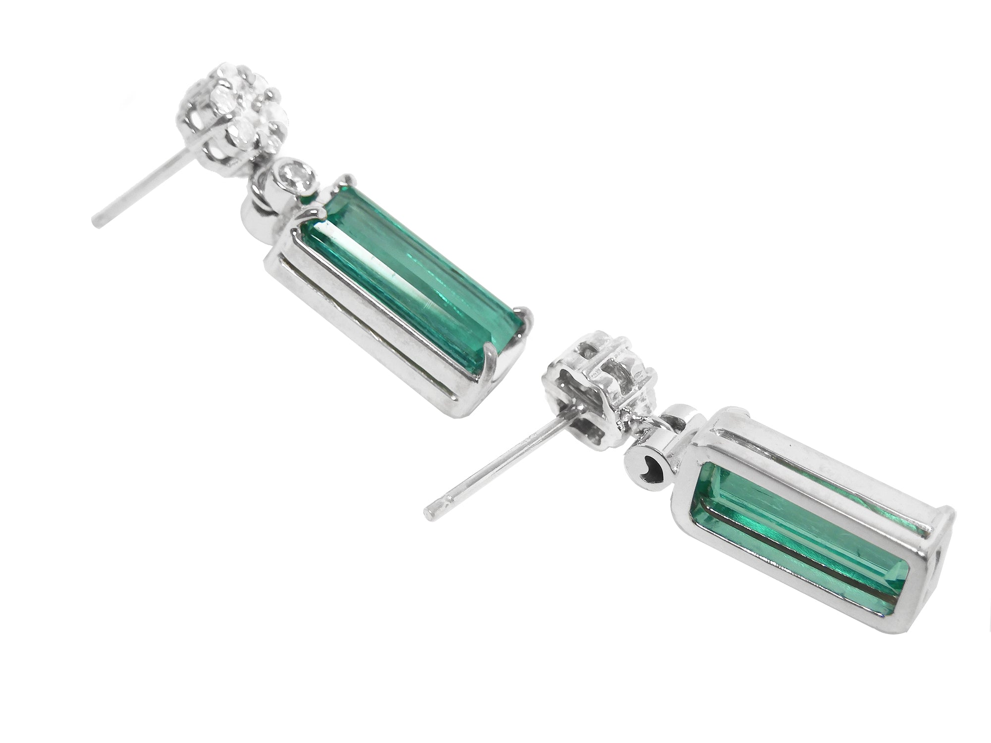 14K white gold emerald earrings