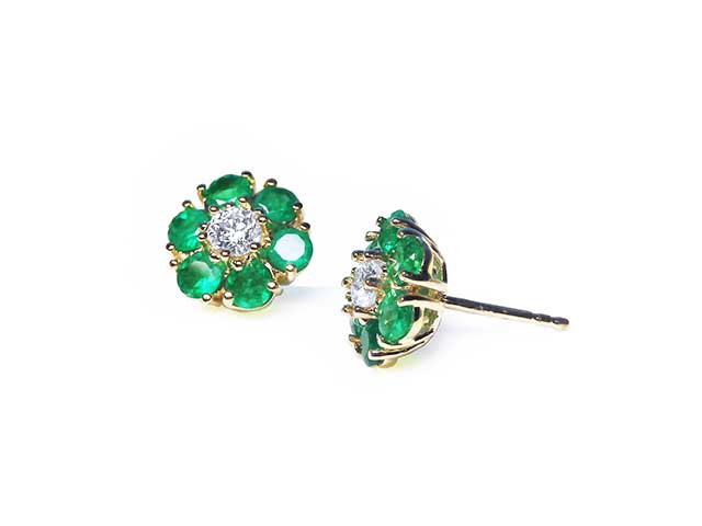 Vibrant emerald cluster earrings