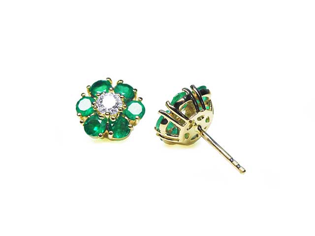 Emerald cluster stud earrings for sale