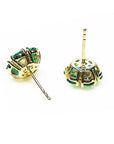 yellow or white gold emerald stud earrings