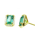 14k yellow gold emerald earrings