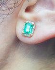 Genuine emerald stud earrings