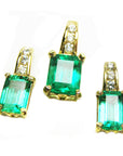 Emerald Earrings and Pendant Set 14K Yellow Gold