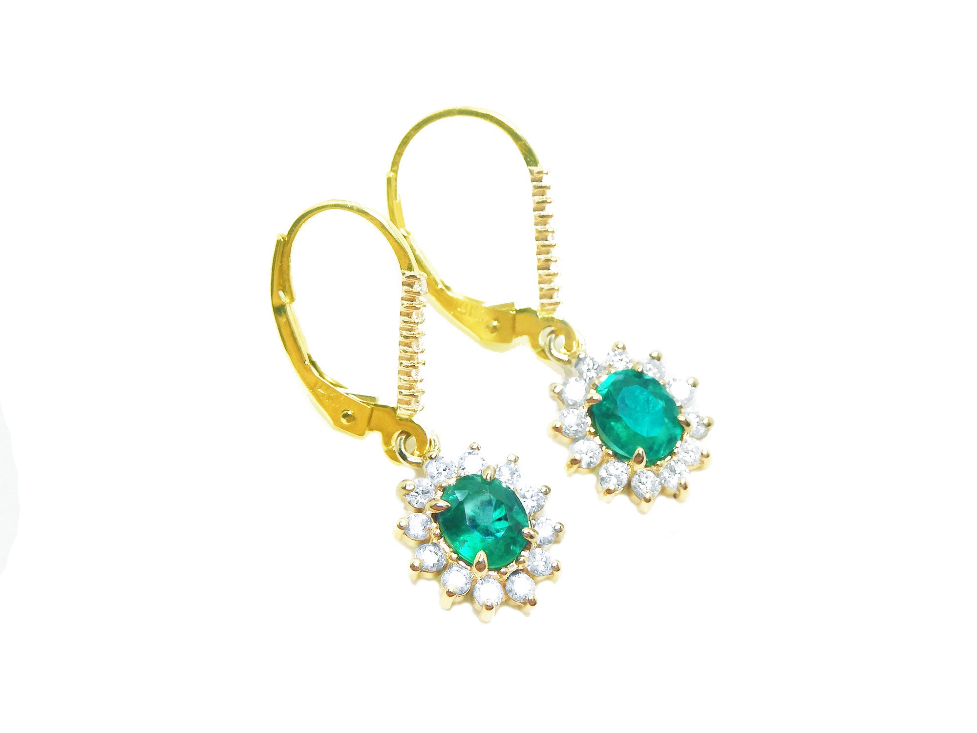 Lever backs emerald earrings