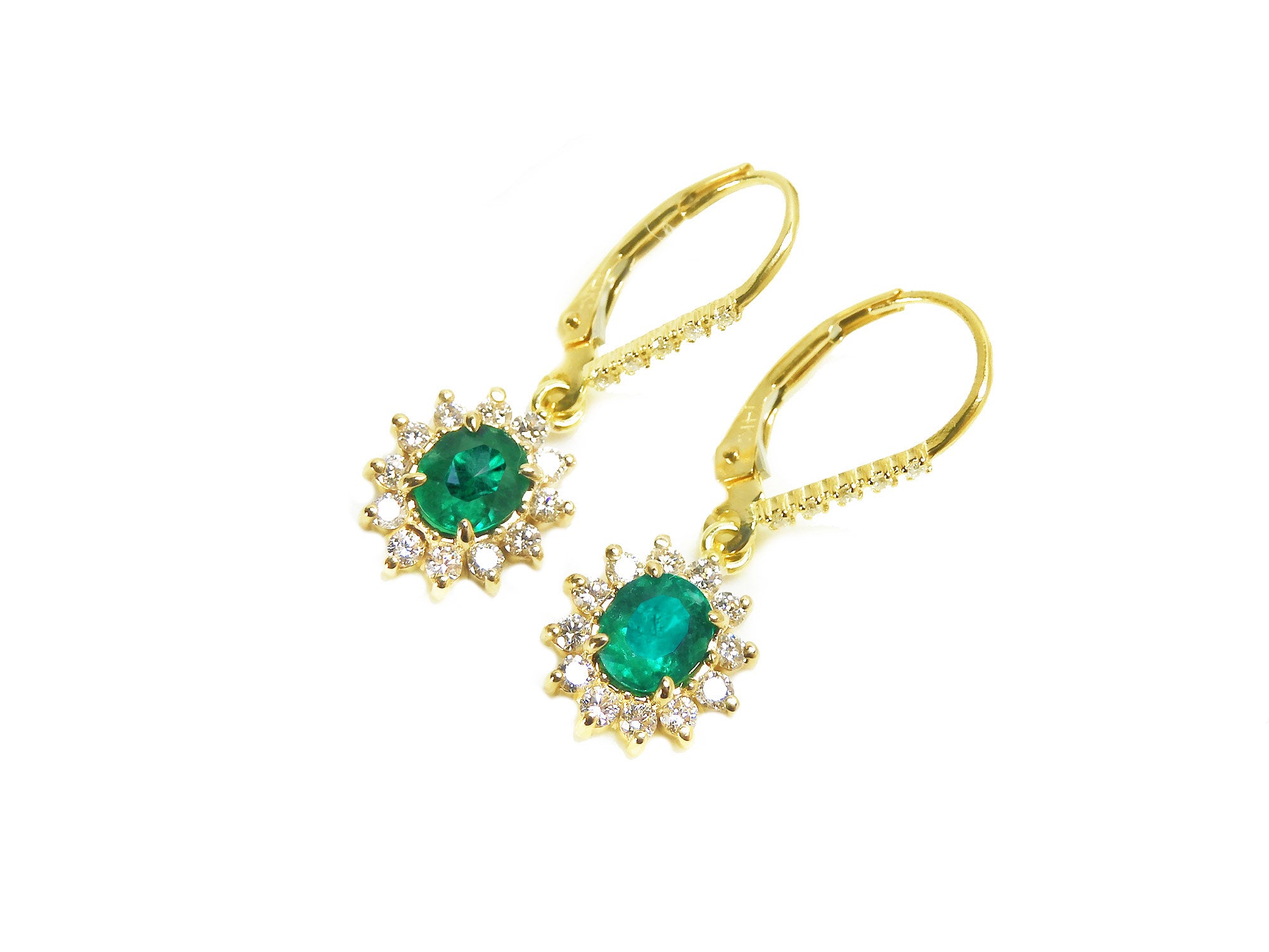 Emerald and diamond earrings