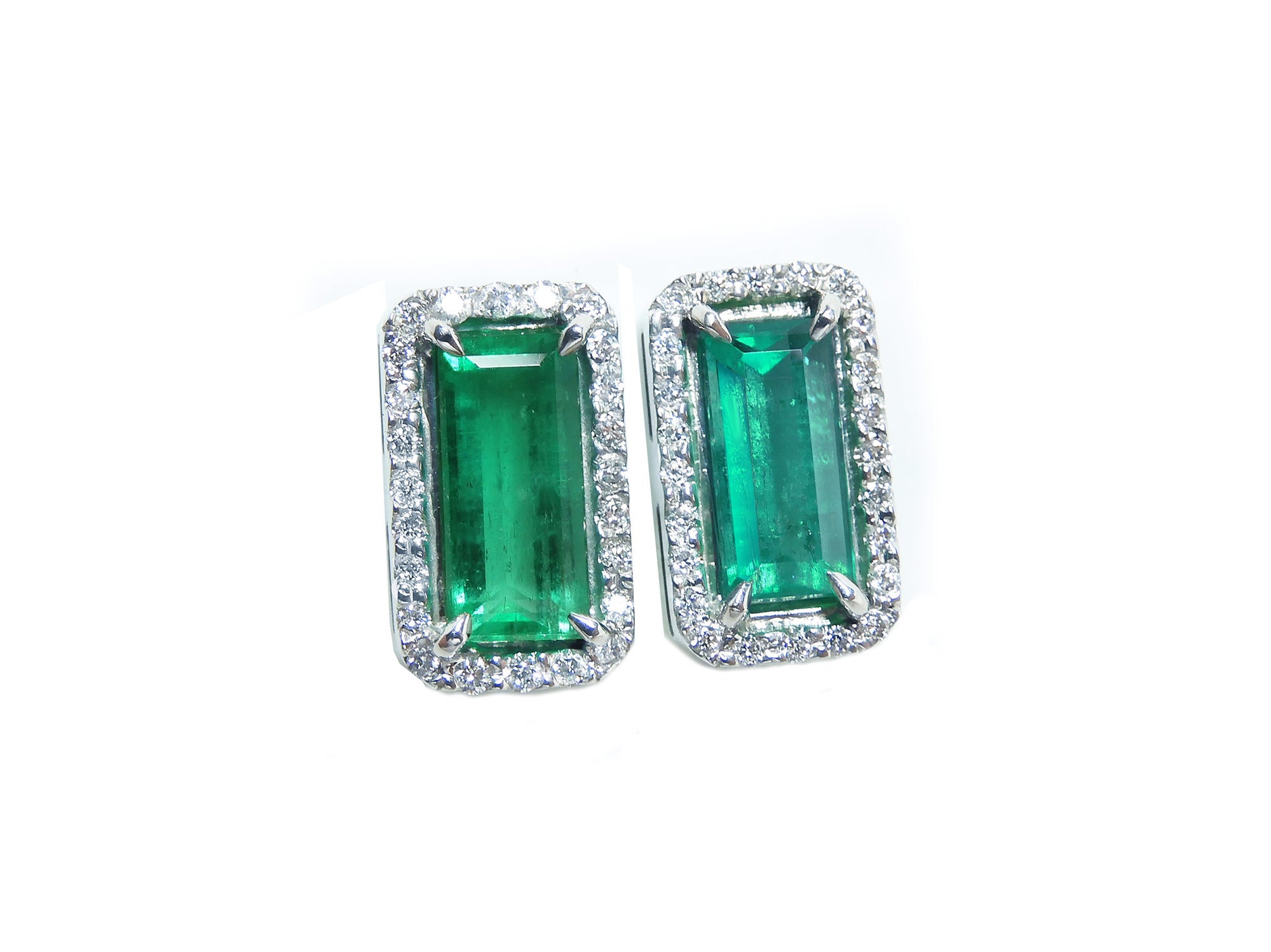 Halo emerald stud earrings