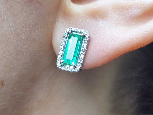 Genuine Colombian emerald earrings