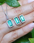 Real emerald earrings and pendant