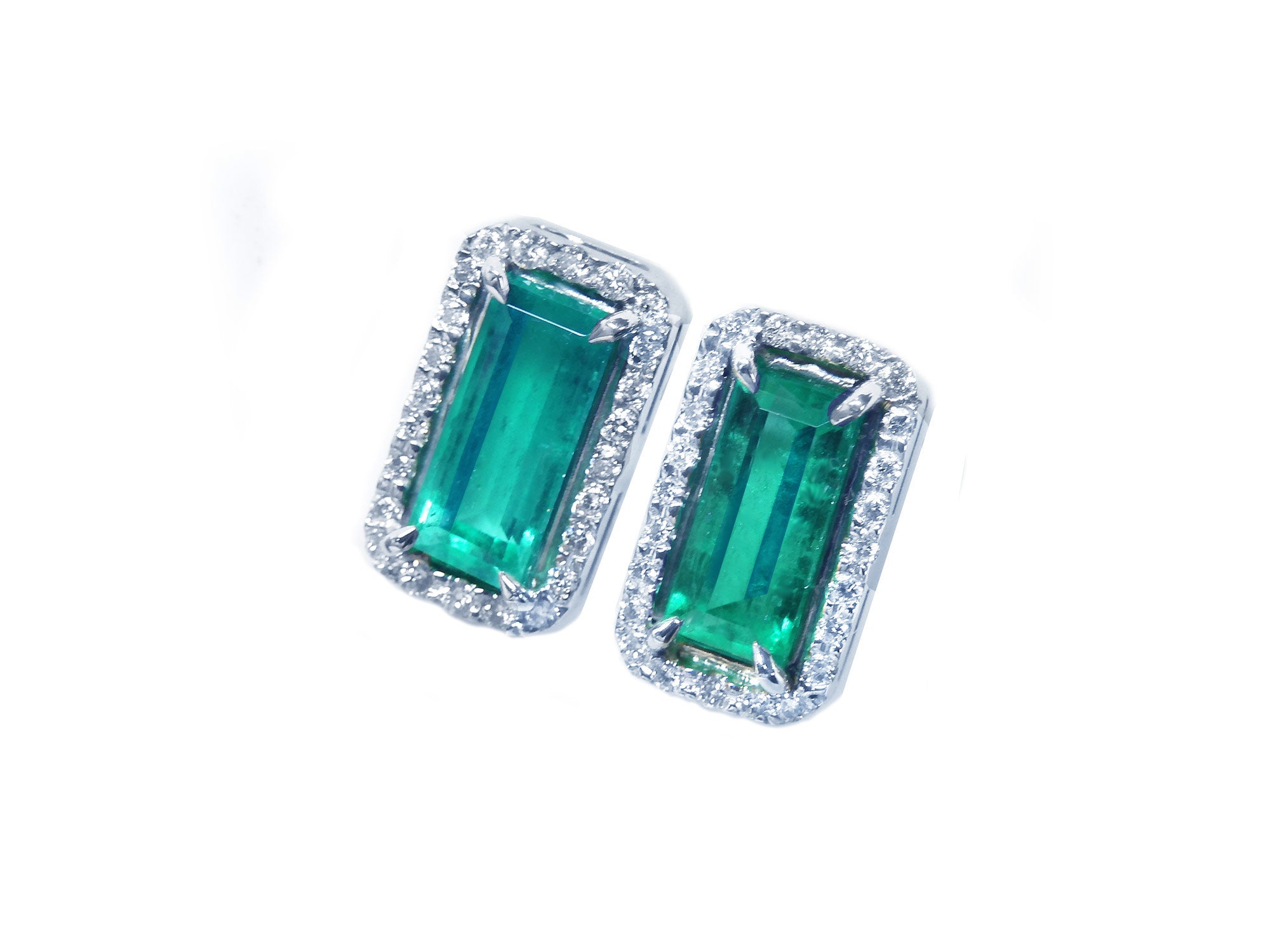 May birthstone emerald stud earrings
