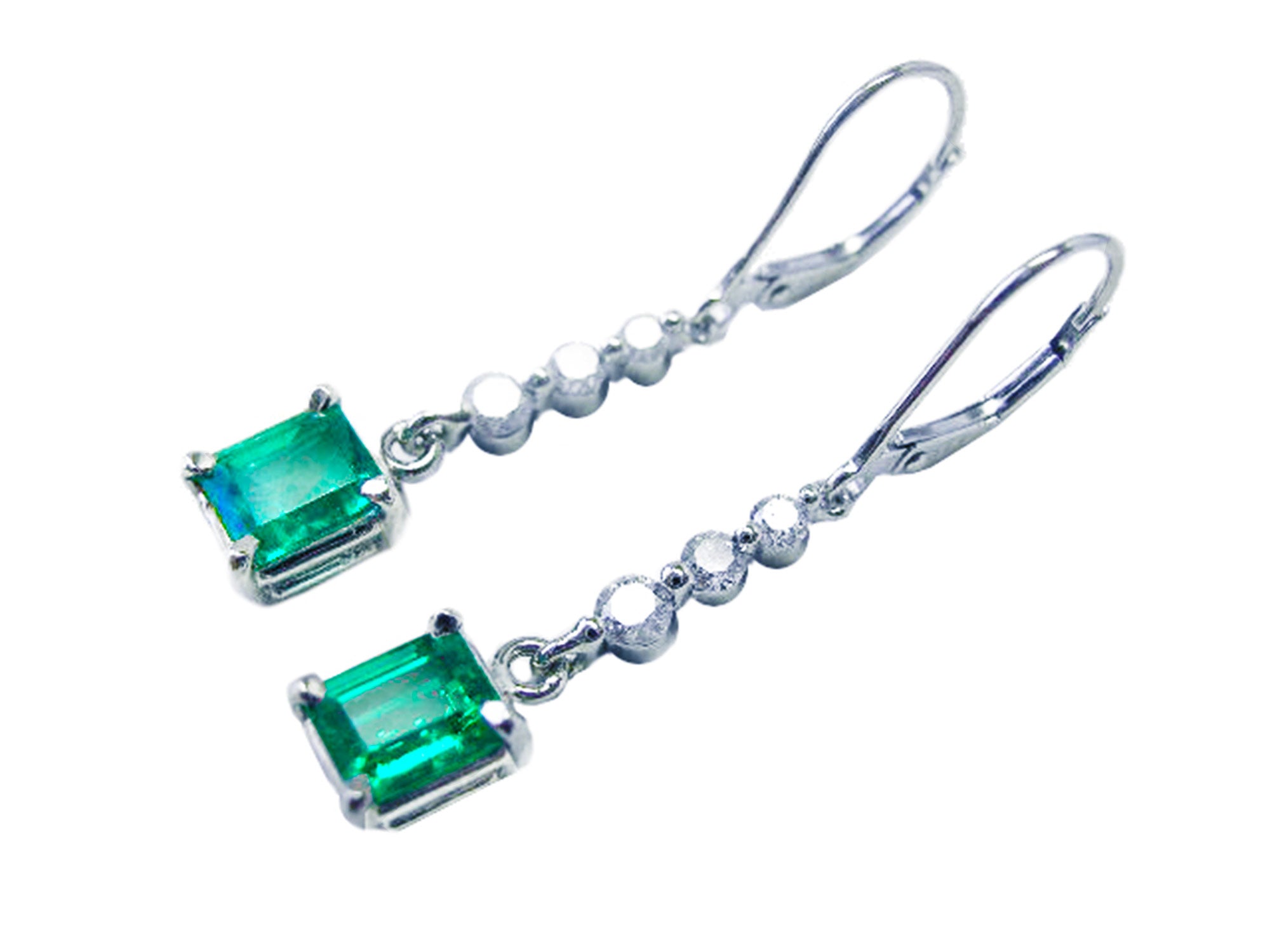 Emerald and diamond dangle earrings