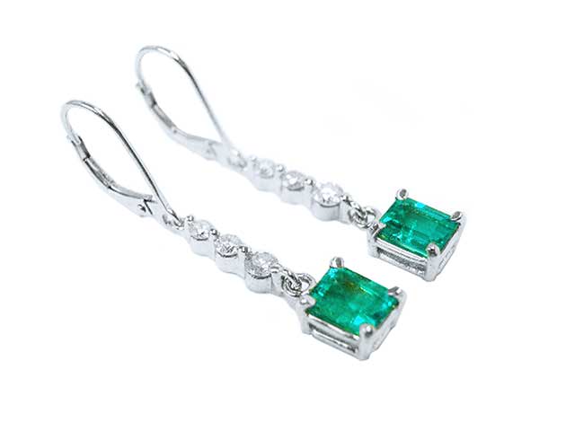 Real emerald dangle earrings for sale