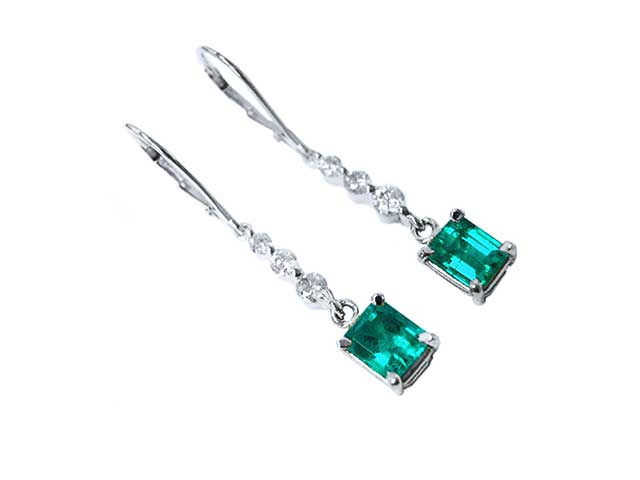 Emerald-cut emerald earrings