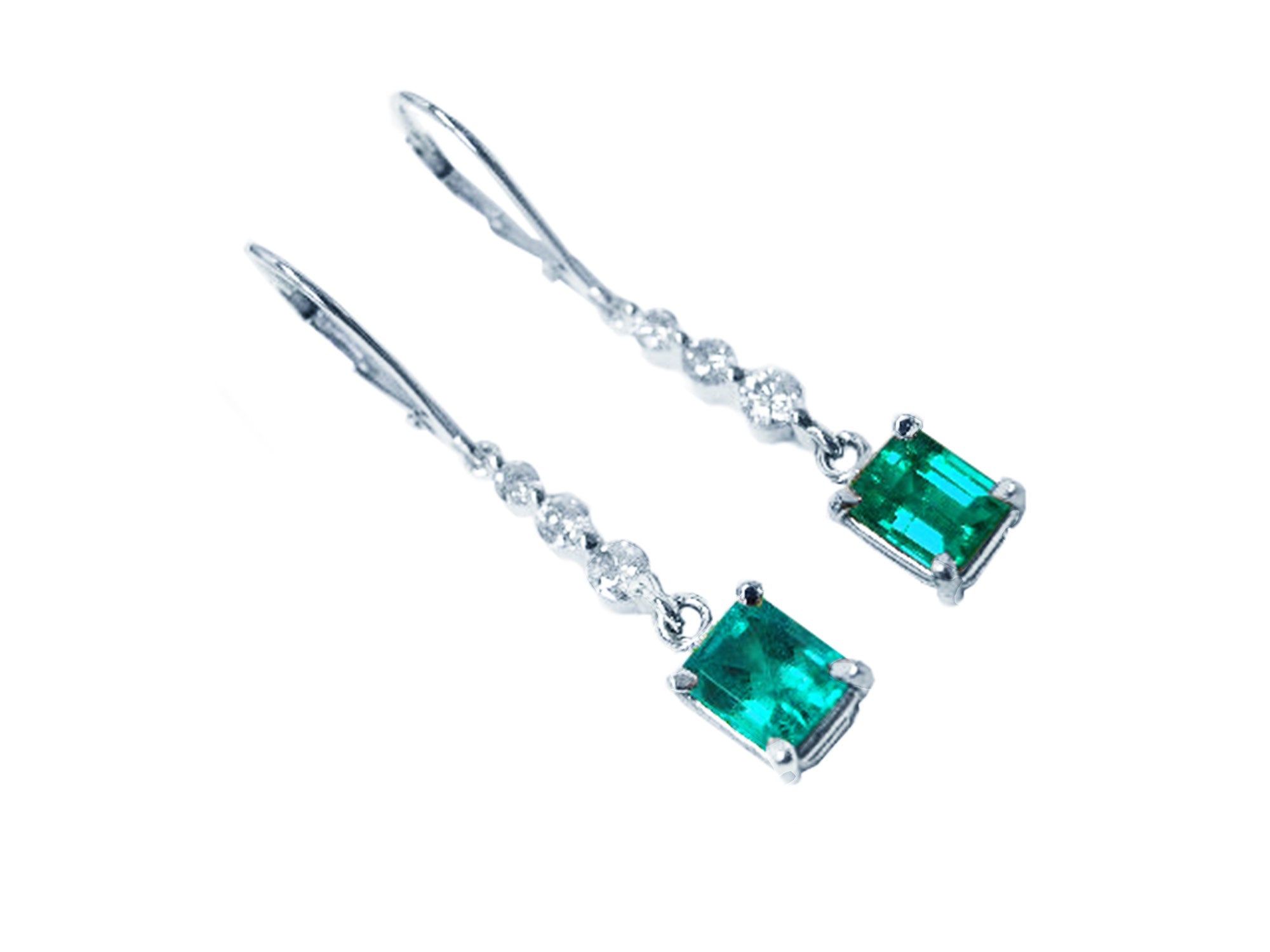 14k gold Emerald dangle earrings