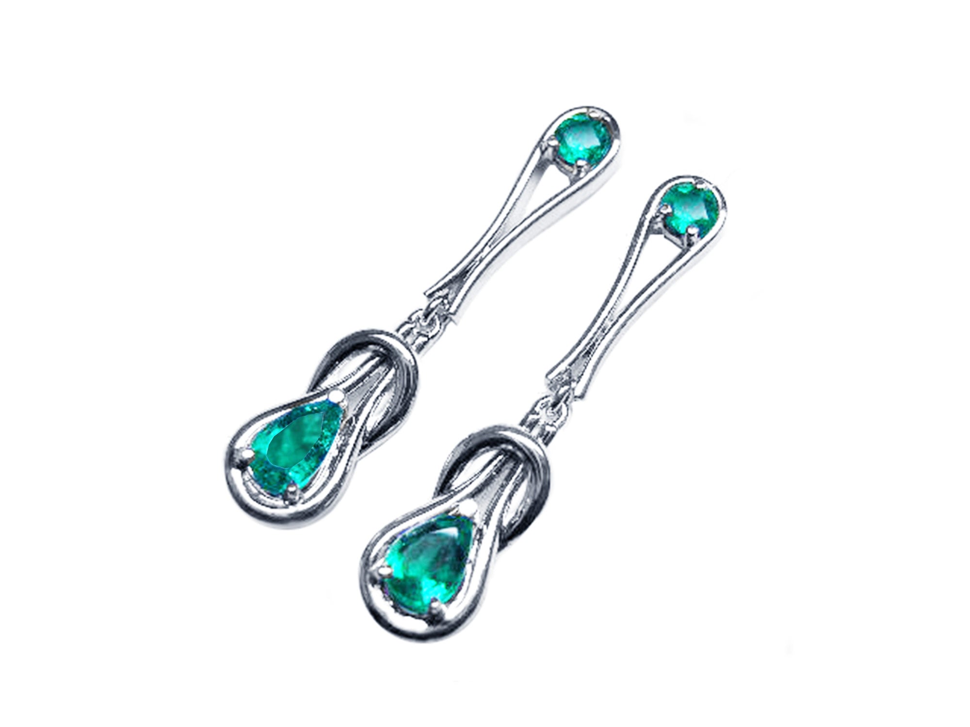 USA made Love Knot emerald earrings