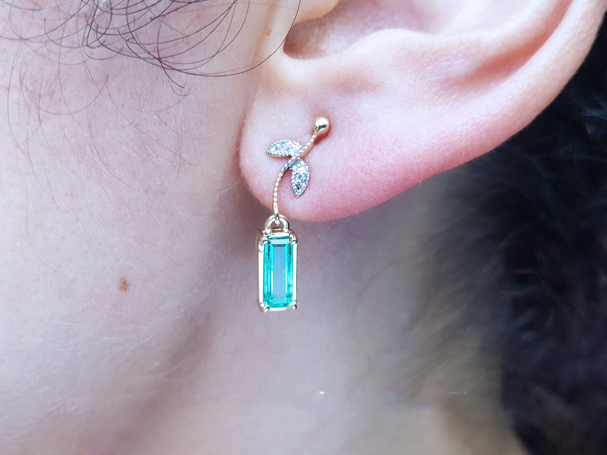 USA made Colombian emerald earrings