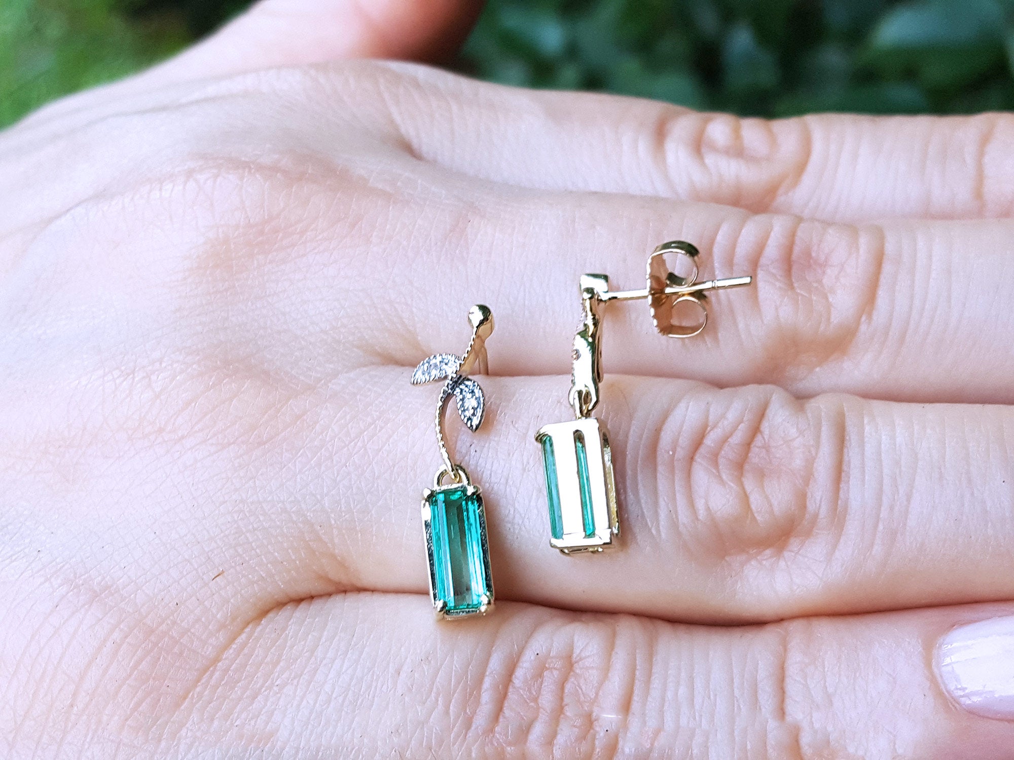 May birthstone emerald earrings