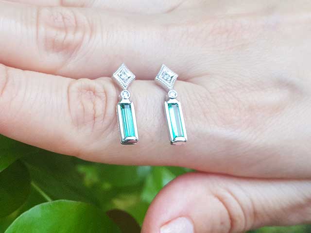 May birthstone emerald earrings