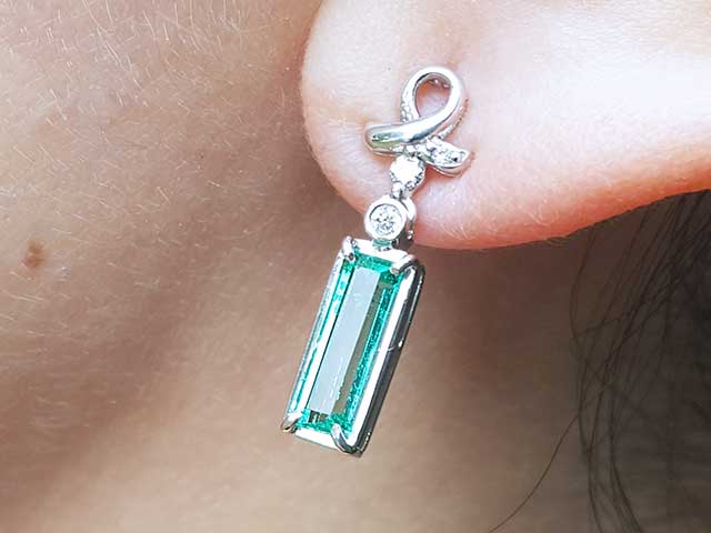 May birthstone earrings Colombian emerald