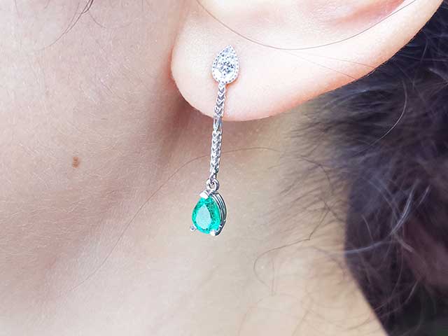 Real emerald dangle earrings